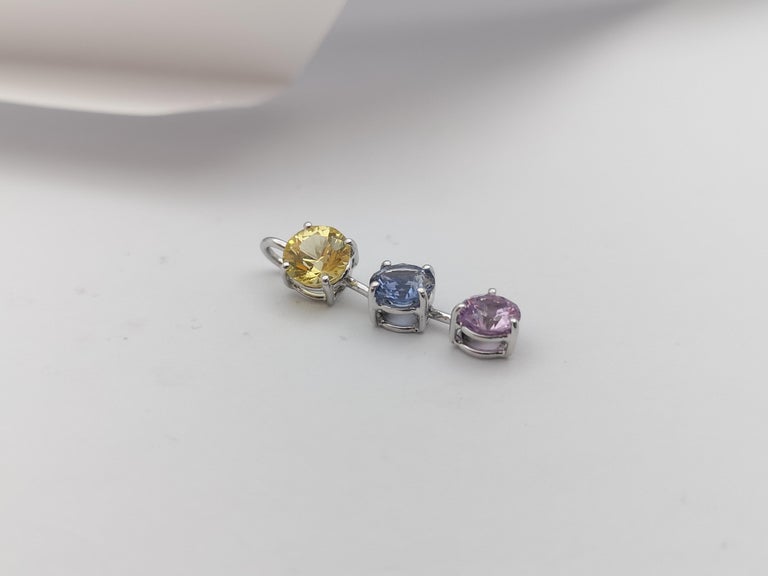 JP0262P - Rainbow Colour Sapphire Pendant Set in 18 Karat White Gold Settings