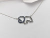 SJ3043 - Blue Sapphire and White Sapphire Elephant Necklace set in Silver Settings