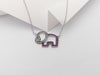 SJ3033 - Pink Sapphire and White Sapphire Elephant Necklace set in Silver Settings