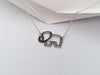 SJ3035 - Black Sapphire and White Sapphire Elephant Necklace set in Silver Settings