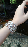 SJ3184 - Pearl, Black Sapphire and White Sapphire Bracelet set in Silver Setting