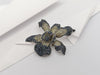 SJ6042 - Blue Sapphire with Brown Sapphire Orchid Brooch/Pendant set in Silver Settings