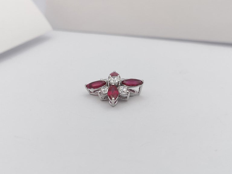 SJ2885 - Ruby with Diamond Pendant Set in 18 Karat White Gold Settings
