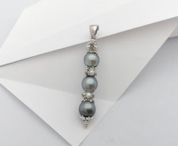 SJ2885 - South Sea Pearl with Fresh Water Pearl Pendent in 18 Karat White Gold Settings
