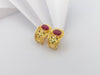 SJ1633 - Ruby with Emerald, Blue Sapphire and Diamond Earrings Set in 18 Karat Gold