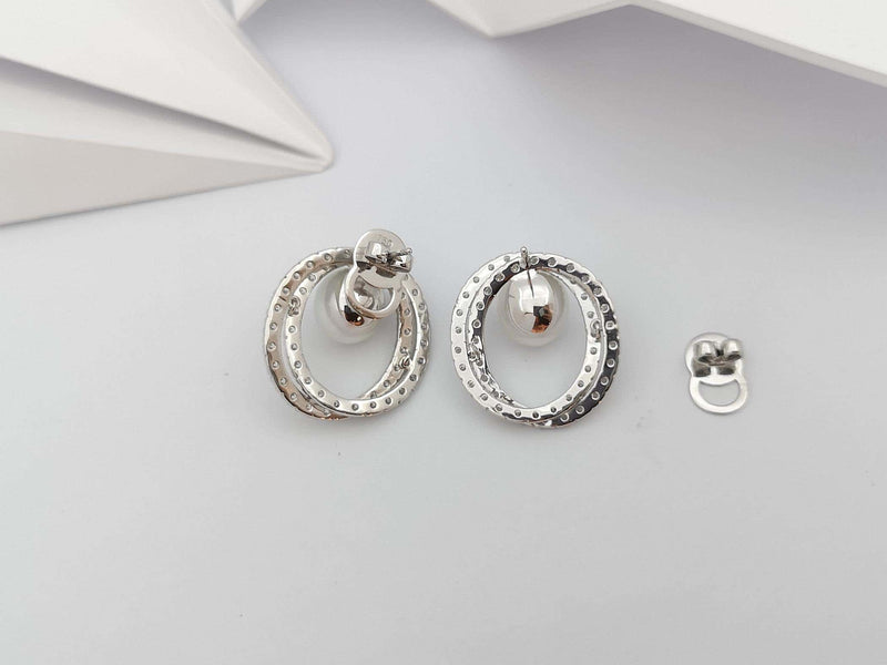 JE0222Q - South Sea Pearl & Diamond Earrings Set in 18 Karat White Gold Setting