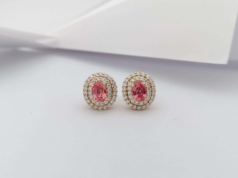 SJ2525 - Pink Sapphire with Diamond Earrings Set in 18 Karat Rose Gold Settings