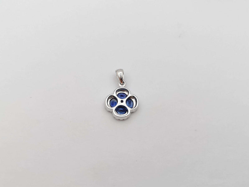 SJ2825 - Blue Sapphire with Diamond Pendant Set in 18 Karat White Gold Settings