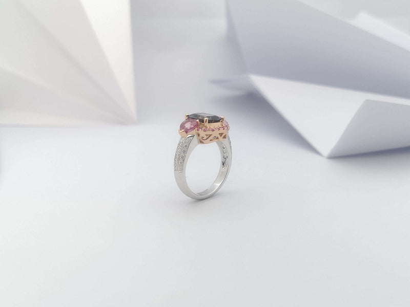 SJ3226 - Spinel, Pink Sapphire and Diamond Ring Set in 18 Karat White Gold Settings