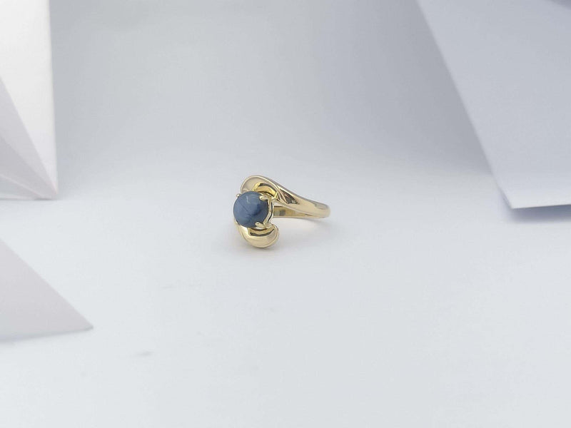 SJ6420 - Blue Star Sapphire Ring Set in 18 Karat Gold Settings