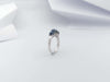 JR0040O - Blue Star Sapphire & Diamond Ring Set in 18 Karat White Gold Setting