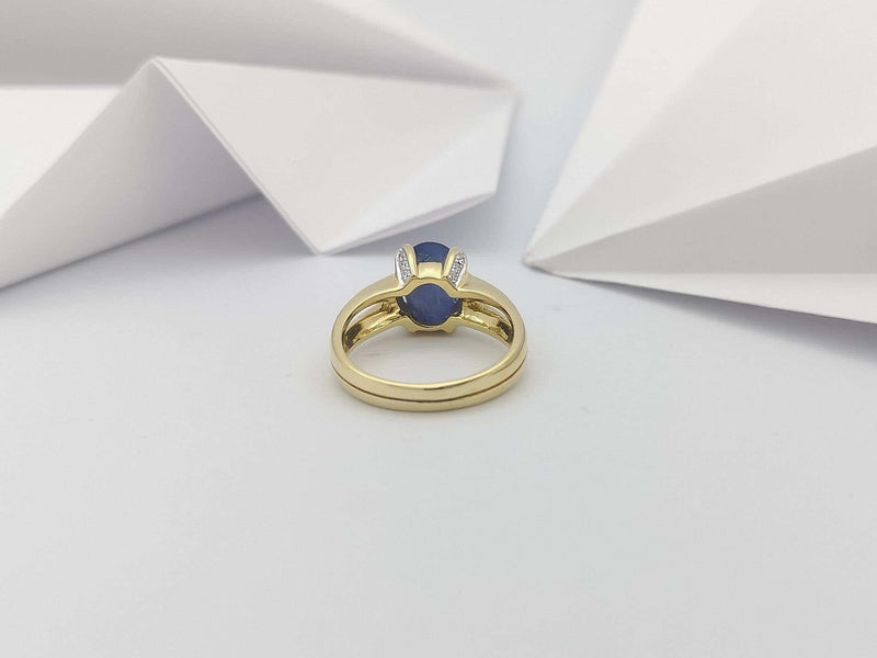 JR0149O - Blue Star Sapphire & Diamond Ring Set in 18 Karat Gold Setting