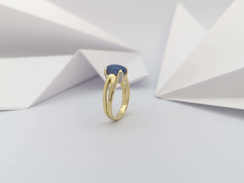 JR0149O - Blue Star Sapphire & Diamond Ring Set in 18 Karat Gold Setting