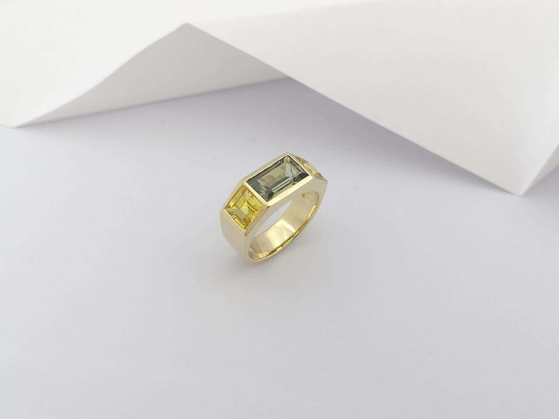 SJ3228 - Demantoid with Yellow Sapphire Ring Set in 18 Karat Gold Settings
