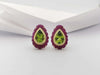 SJ2485 - Peridot with Ruby Earrings Set in 18 Karat Gold Settings
