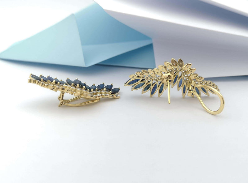 SJ6033 - Blue Sapphire and Diamond Earrings Set in 18 Karat Gold Settings