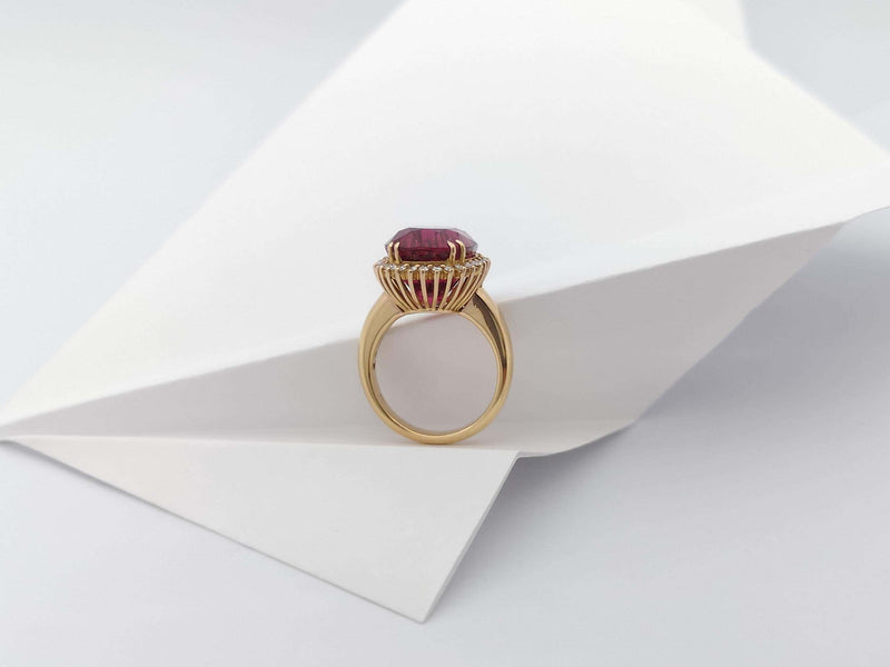 SJ2470 - Rubellite with Diamond Ring Set in 18 Karat Rose Gold Settings