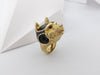 SJ3044 - Black Sapphire, Cabochon Ruby and Onyx Dog Ring set in Silver Settings
