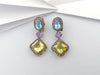 SJ3015 - Lemon Quartz, Blue Topaz, Amethyst and Sapphire Earrings set in Silver Settings