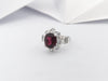 SJ3092 - Rhodolite with Cubic Zirconia Ring set in Silver Settings