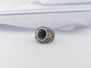 SJ3083 - Black Sapphire, Blue Sapphire, Yellow Sapphire Ring et in Silver Settings