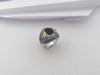 SJ3083 - Black Sapphire, Blue Sapphire, Yellow Sapphire Ring et in Silver Settings