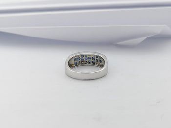 SJ6105 - Blue Sapphire with White Topaz Ring set in Silver Settings