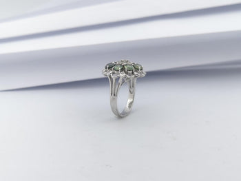 SJ3031 - Green Sapphire with Cubic Zirconia Ring set in Silver Settings