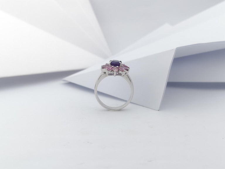 SJ3024 - Amethyst with Pink Sapphire Ring set in Silver Settings