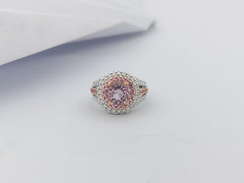 SJ6168 - Morganite with Pink Sapphire and Diamond Ring in 18 Karat White Gold Settings