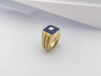 SJ6078 - Blue Sapphire with Diamond Ring Set in 18 Karat Gold Settings