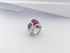 SJ2066 - Cabochon Ruby, Blue Sapphire and Diamond Ring Set in 18 Karat White Gold Setting