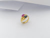 SJ2988 - Cabochon Ruby and Cabochon Blue Sapphire Ring Set in 18 Karat Gold Settings