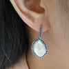 JE0563R - Fresh Water Pearl & Blue Sapphire 1.94 cts Earrings in 18k White Gold Setting