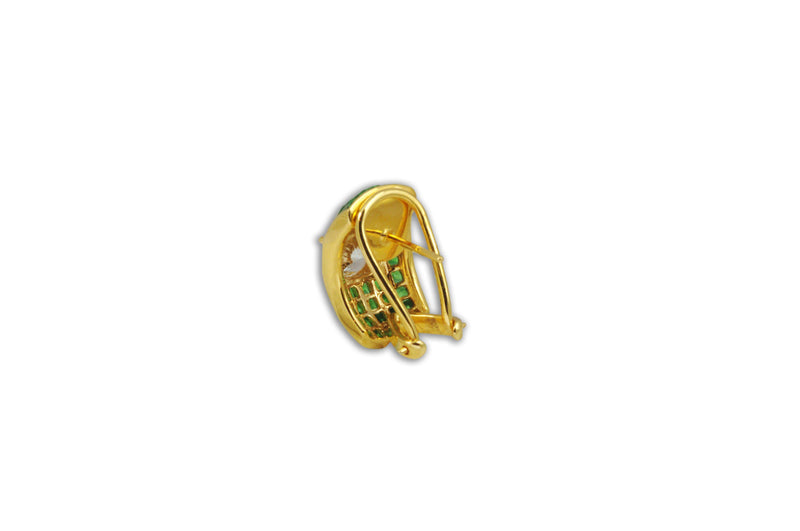 SJ2450 - White Sapphire and Invisible Setting of Tsavorite Earrings in 18k Gold Settings