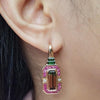 SJ3014 - Tourmaline, Pink Sapphire with Tsavorite and Diamond Earrings in 18 Karat
