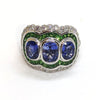 SJ6103 - Blue Sapphire with Tsavorite and Diamond Ring Set in 18 Karat White Gold