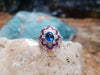 SJ2669 - Blue Sapphire with Ruby and Diamond Ring Set in 18 Karat White Gold Settings