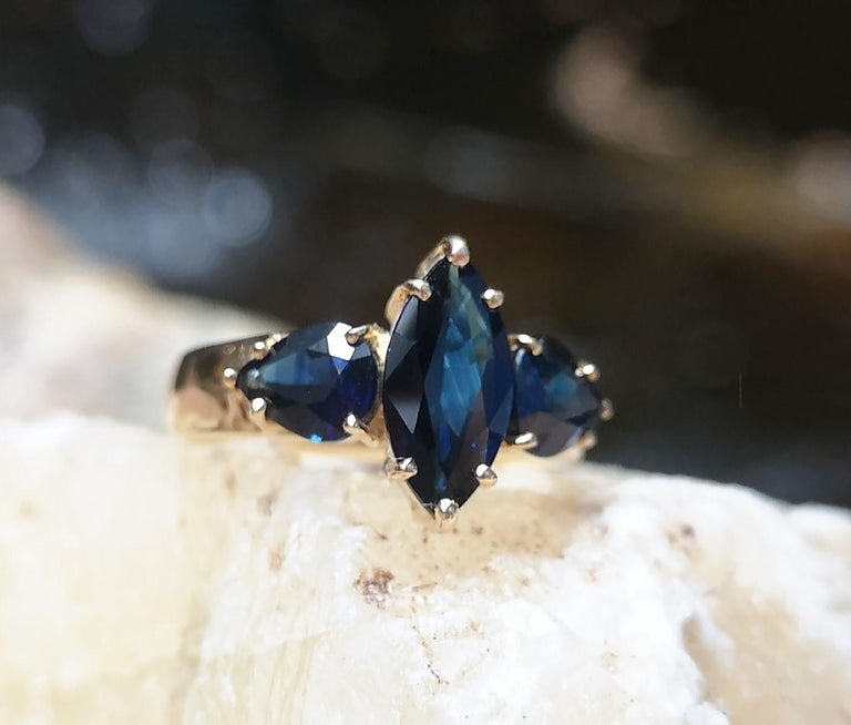 SJ2576 - Blue Sapphire with Blue Sapphire Ring Set in 18 Karat Gold Settings