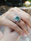 SJ6301 - Emerald with Diamond Ring Set in 18 Karat White Gold Settings