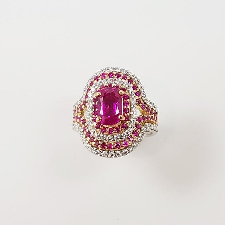JR0075T - Pink Sapphire & Diamond Ring Set in 18 Karat White & Rose Gold Setting