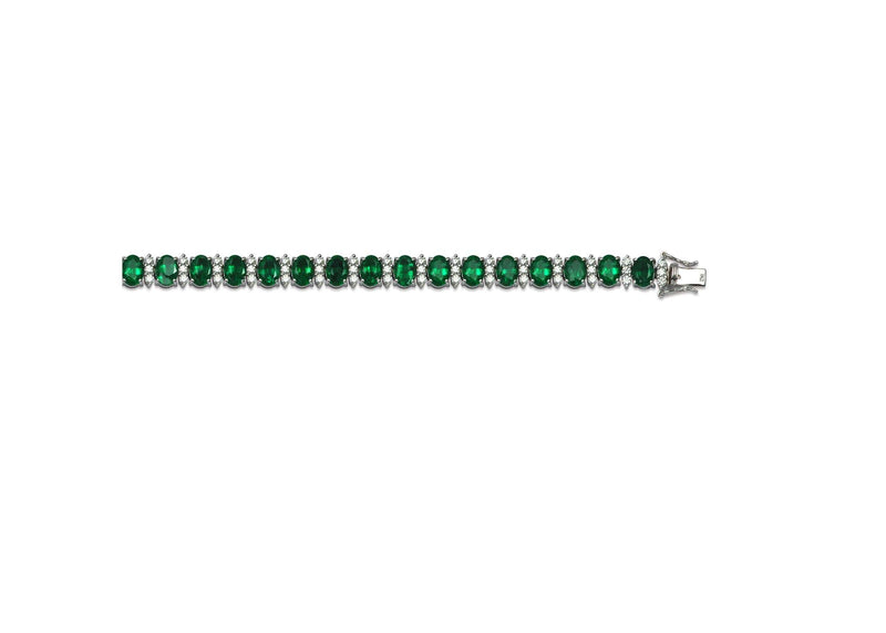 SJ2360 - Emerald with Diamond Bracelet Set in 18 Karat White Gold Settings