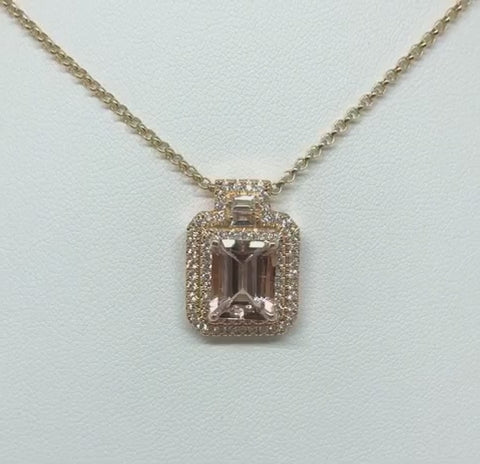 SJ1198 - Morganite with Diamond Pendant Set in 18 Karat Rose Gold Settings