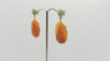 JE0160P - Carved Orange Jade, Green Jade and Diamond Earrings Set in 18 Karat Gold Settings