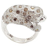 SJ1354 - Brown Diamond with Diamond Panther Ring Set in 18 Karat White Gold Setting