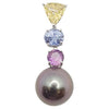 SJ1296 - South Sea Pearl with Rainbow Colour Sapphire Pendant Set in 18 Karat White Gold