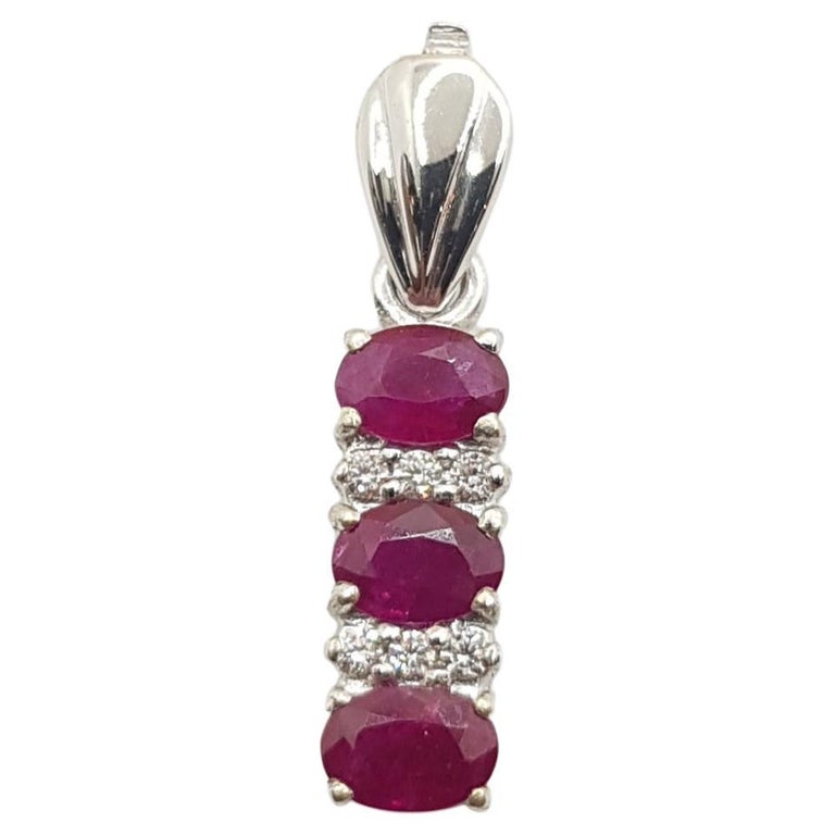 SJ1339 - Ruby with Diamond Pendant Set in 18 Karat White Gold Settings