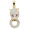 JP0015P - Diamond with Cabochon Ruby Panther Pendant Set in 18 Karat Gold Setting
