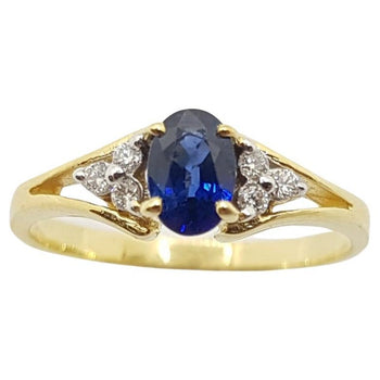 SJ1319 - Blue Sapphire with Diamond Ring Set in 18 Karat Gold Settings