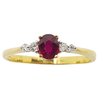 JR0468R - Ruby & Diamond Ring Set in 18 Karat Gold Setting